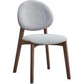 Hadasa Dining Chair in Light Gray Fabric & Walnut Finish (Set of 2)