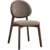 Hadasa Dining Chair in Light Brown Fabric & Walnut Finish (Set of 2)
