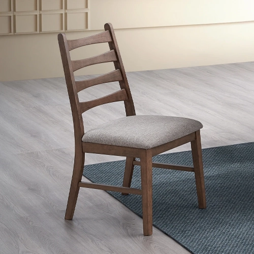 Mayah Dining Chair in Gray Linen & Walnut Finish (Set of 2)