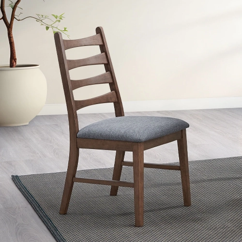 Mayah Dining Chair in Dark Gray Linen & Walnut Finish (Set of 2)