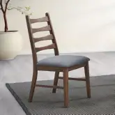 Mayah Dining Chair in Dark Gray Linen & Walnut Finish (Set of 2)