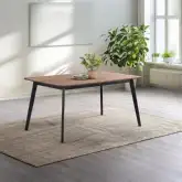 Rebi 59" Dining Table in Walnut Finish & Black Wood