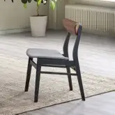 Rebi Dining Chair in Gray Linen, Walnut Finish & Black Wood (Set of 2)