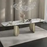 Cora 79" Extension Dining Table in Multicolor Ceramic & Golden Champagne Metal