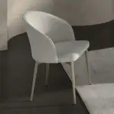 Cora Dining Chair in White Fabric & Golden Champagne Metal (Set of 2)