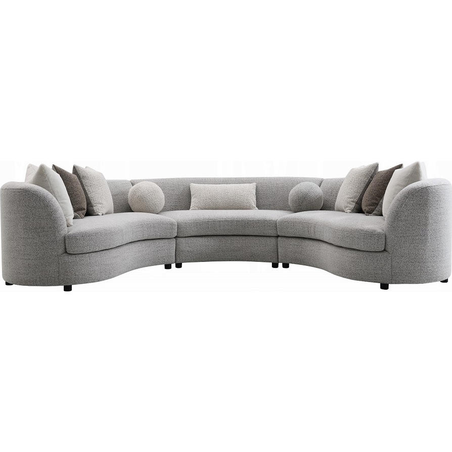 Acme LV02541 Ivria Curved Sectional Sofa with 9 Pillows in Gray