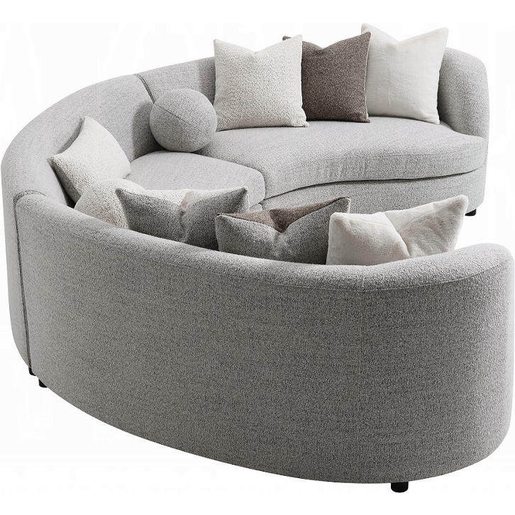 Acme LV02541 Ivria Curved Sectional Sofa with 9 Pillows in Gray