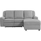 Destiny Sectional Sleeper Sofa with Storage Chaise & Charger in Gray Linen