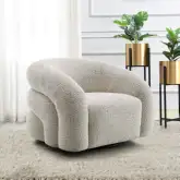 Irma Swivel Accent Chair in Channel Tufted Gray Boucle Fabric