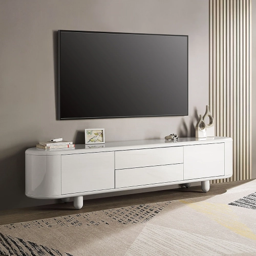 Keely 94" TV Stand in High Gloss White Finish