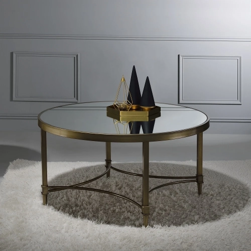 Aditya Coffee Table in Mirrored & Antique Brass