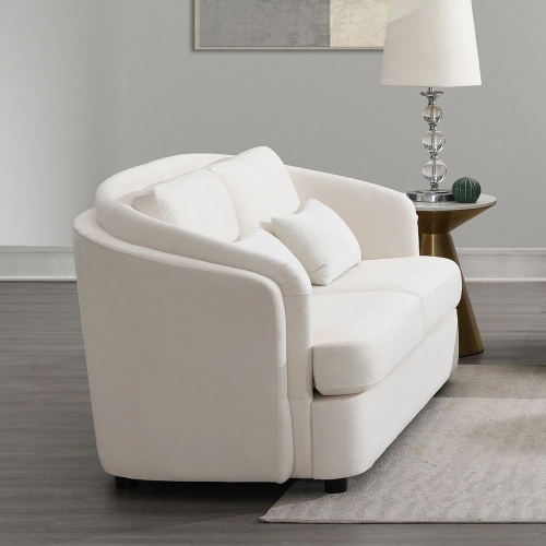 Mariko Loveseat w/ 2 Pillows in Beige Linen