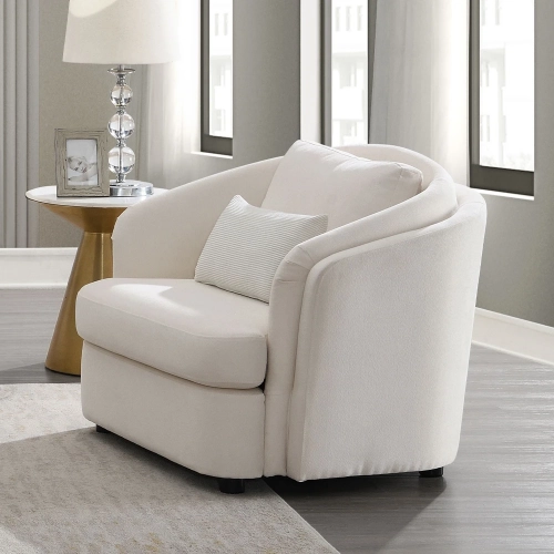 Mariko Accent Chair w/ Pillow in Beige Linen