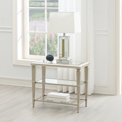 Zaba End Table in Glass & Champagne