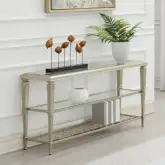 Zaba Sofa Table in Glass & Champagne