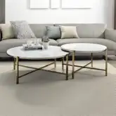 Zaidee Nesting Table Set in Natural Marble & Champagne