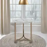 Aziz End Table in Sintered Stone Top & Champagne Metal