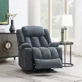 Omarion Power Lift Recliner with Heating & Massage in Blue Chenille Fabric