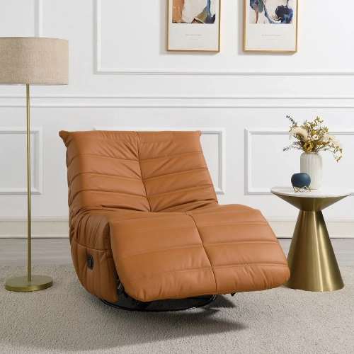 Talmon Swivel Glider Manual Recliner in Orange Faux Leather
