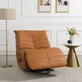 Talmon Swivel Glider Manual Recliner in Orange Faux Leather