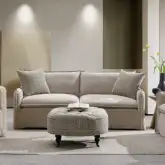 Upendo Sofa with 2 Pillows in Beige Linen