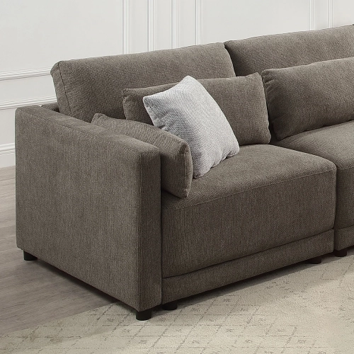 Rylie Modular Sectional Sofa Unit Left Hand Chair in Brown Linen