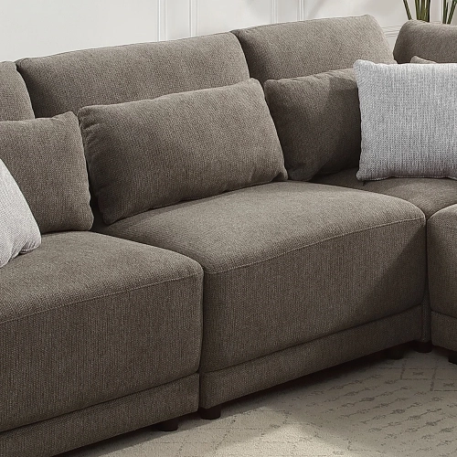 Rylie Modular Sectional Sofa Unit Armless Chair in Brown Linen