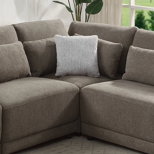 Rylie Modular Sectional Sofa Unit Wedge in Brown Linen