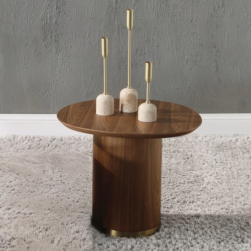 Willene End Table in Ceramic & Dark Oak Finish Wood