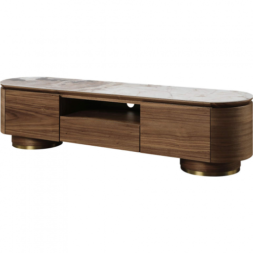 Willene 71" TV Stand in Ceramic & Walnut Finish