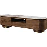 Willene 71" TV Stand in Ceramic & Walnut Finish