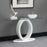 Larry Sofa Table in Clear Glass & High Gloss White Finish