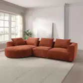 Aceso 2 Piece Sectional Sofa with 4 Pillows in Rust Brown Chenille
