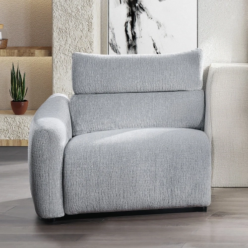 Fullar Modular Left Hand Facing Power Recliner Unit in Light Gary Chenille Fabric