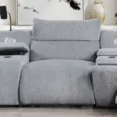 Fullar Modular Power Armless Recliner Unit in Light Gary Chenille Fabric