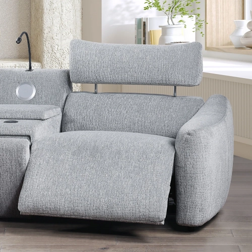 Fullar Modular Right Hand Facing Power Recliner Unit in Light Gary Chenille