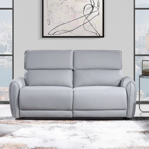 Jeromie Power Recline Sofa w/ USB Port in Gray Synthetic Leather