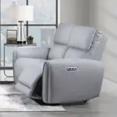 Jeromie Power Recline Loveseat with USB Port in Gray Synthetic Leather