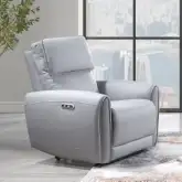 Jeromie Power Recliner with USB Port in Gray Synthetic Leather