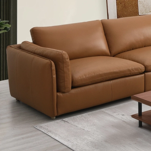 Brighton Modular Sectional Sofa Unit Left Arm Chair in Brown Top Grain Leather