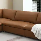 Brighton Modular Sectional Sofa Unit Armless Chair in Brown Top Grain Leather