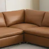 Brighton Modular Sectional Sofa Unit Wedge in Brown Top Grain Leather
