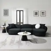 Lucifer Sectional Sofa with Right Facing Chaise in Black Shimmer Chenille Fabric
