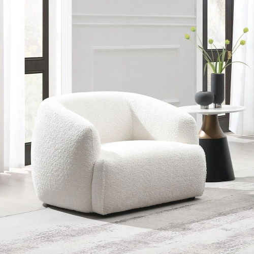 Lucifer Accent Chair in White Shimmer Chenille Fabric