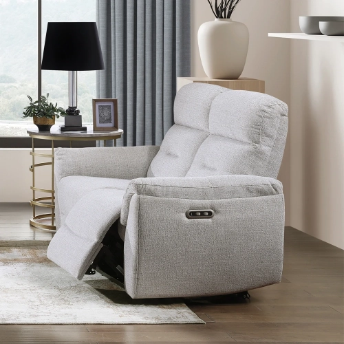Eastre Power Recline Loveseat w/ USB Port in Beige Chenille