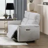 Eastre Power Recline Loveseat with USB Port in Beige Chenille