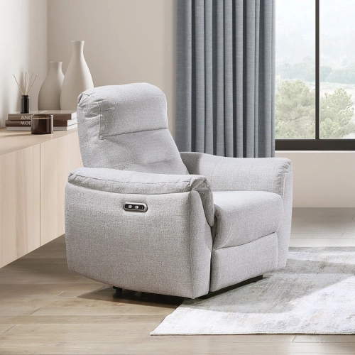 Eastre Power Recliner w/ USB Port in Beige Chenille