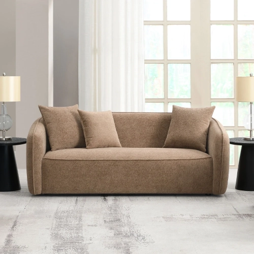 Keith Sofa with 3 Pillows in Brown Chenille
