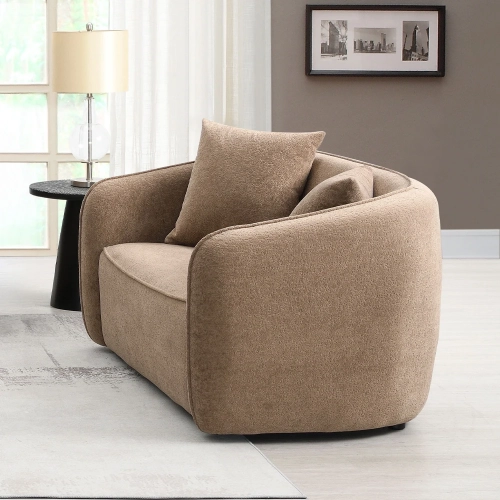 Keith Loveseat w/ 2 Pillows in Brown Chenille