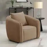 Keith Accent Chair with Pillow in Brown Chenille